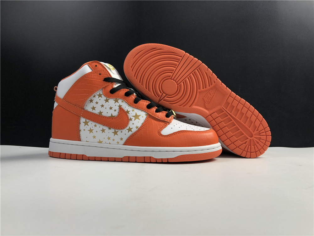 from Supreme x Nike SB Dunk High”Stars Orange”